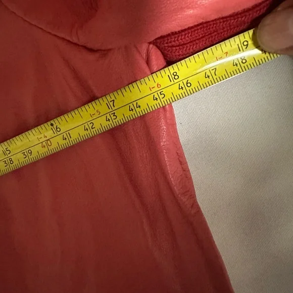 Women's  Red  Jacket  real Leather  Lamb  size large  Jaye E. NWT zipper pockets - Picture 6 of 16